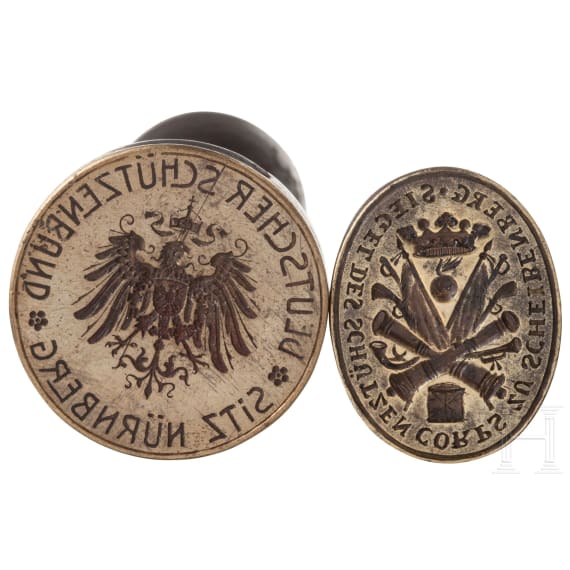 Zwei Petschafte von Sch&uuml;tzenvereinigungen, deutsch, 19./20. Jhdt.
