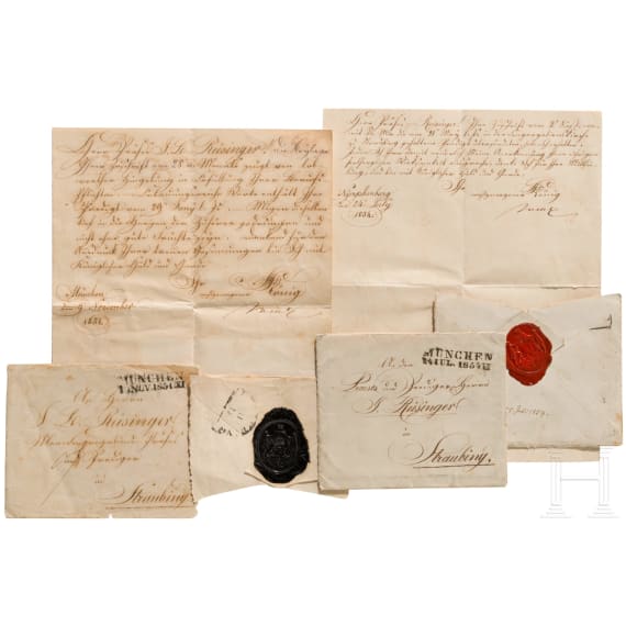 K&ouml;nig Maximilian II. - zwei Briefe an den Straubinger Pr&auml;ses und Prediger Johann Baptist Reisinger sowie weitere Dokumente, 2. H&auml;lfte 19. Jhdt.