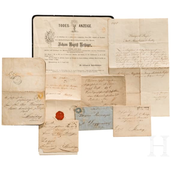 K&ouml;nig Maximilian II. - zwei Briefe an den Straubinger Pr&auml;ses und Prediger Johann Baptist Reisinger sowie weitere Dokumente, 2. H&auml;lfte 19. Jhdt.