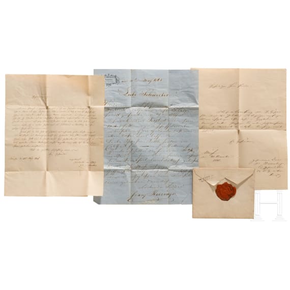K&ouml;nig Maximilian II. - zwei Briefe an den Straubinger Pr&auml;ses und Prediger Johann Baptist Reisinger sowie weitere Dokumente, 2. H&auml;lfte 19. Jhdt.