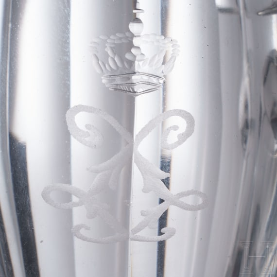 K&ouml;nig Ludwig II. von Bayern - kleiner Glaskrug mit Spiegelmonogramm "L", um 1870