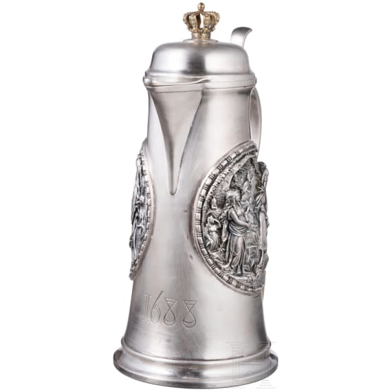 Prinz Alfons von Bayern (1862 - 1933) - gro&szlig;e versilberte "Wagnerkanne", um 1900/10