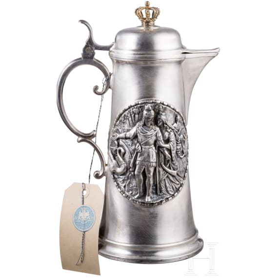 Prinz Alfons von Bayern (1862 - 1933) - gro&szlig;e versilberte "Wagnerkanne", um 1900/10