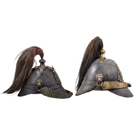 Zwei Helme M 1848 der Landwehrinfanterie