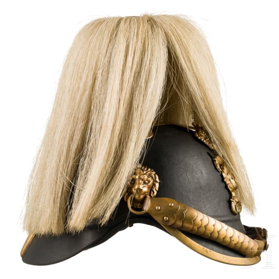 Helm M 1878 f&uuml;r Mannschaften der Schweren Reiter mit Paradebusch