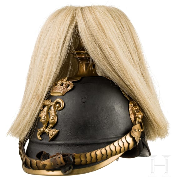 Helm M 1878 f&uuml;r Mannschaften der Schweren Reiter mit Paradebusch