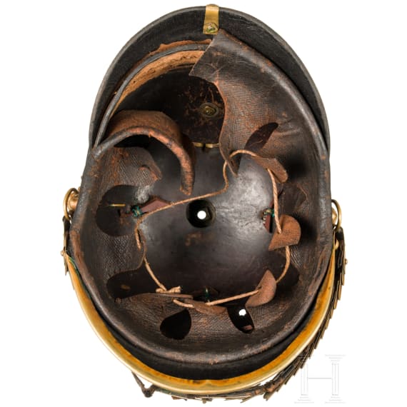 Helm M 1878 f&uuml;r Mannschaften der Schweren Reiter mit Paradebusch