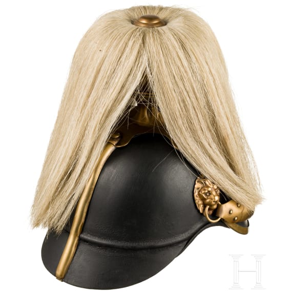 Helm M 1878 f&uuml;r Mannschaften der Schweren Reiter mit Paradebusch