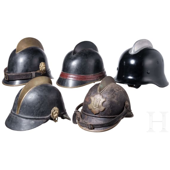 F&uuml;nf Feuerwehrhelme, 19./20. Jhdt.