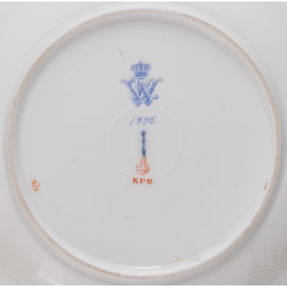 Kaiser Wilhelm II. - Neuosier-Teller der KPM aus dem k&ouml;niglichen Tafelservice, datiert 1895