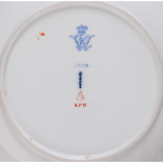 Kaiser Wilhelm II. - Neuosier-Teller der KPM aus dem k&ouml;niglichen Tafelservice, datiert 1902