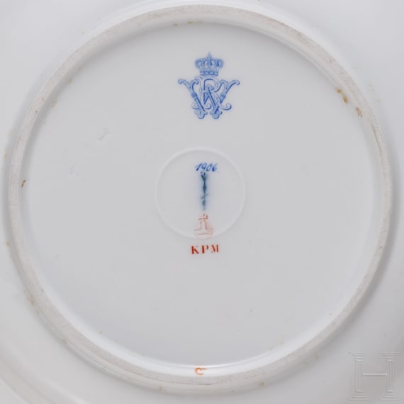 Kaiser Wilhelm II. - Neuosier-Teller der KPM aus dem k&ouml;niglichen Tafelservice, datiert 1906