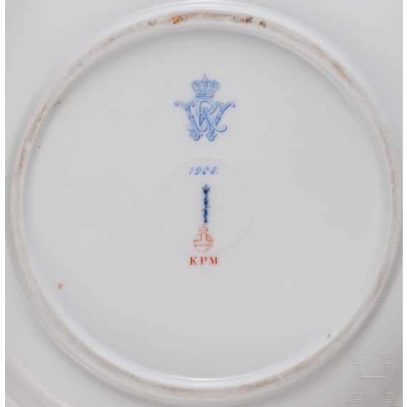 Kaiser Wilhelm II. - Neuosier-Teller der KPM aus dem k&ouml;niglichen Tafelservice, datiert 1908