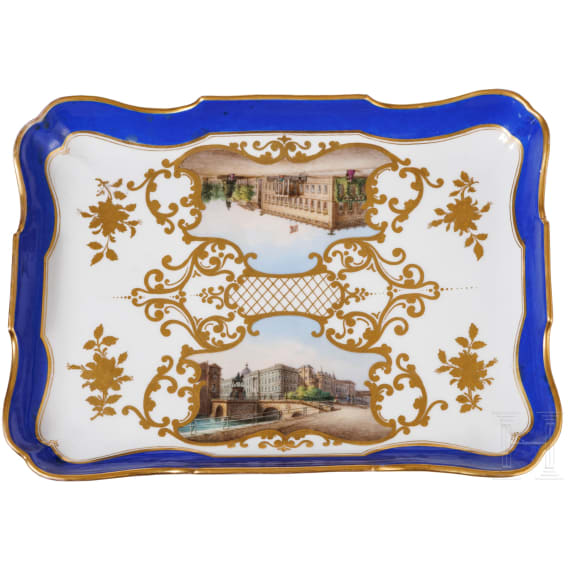KPM-Schale mit den Ansichten des Berliner Schlosses und des Kaiser-Wilhelm-Palais, um 1860