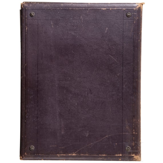 Prinz und Prinzessin Eitel Friedrich von Preu&szlig;en - lederne Prunkmappe mit Gl&uuml;ckw&uuml;nschen zur Verm&auml;hlung 1906 des Preu&szlig;. Landeskriegerverbandes