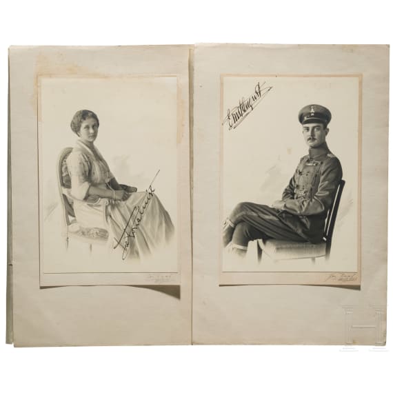 Prinzessin Viktoria Luise und Herzog Ernst August - zwei handsignierte Portraitfotos, um 1913