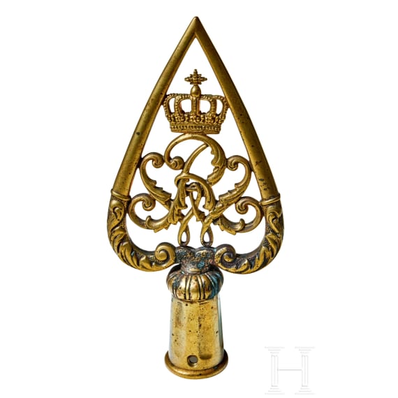 An Imperial German Prussian M 1871 Standarte pole top, streamer and oil cloth cover
