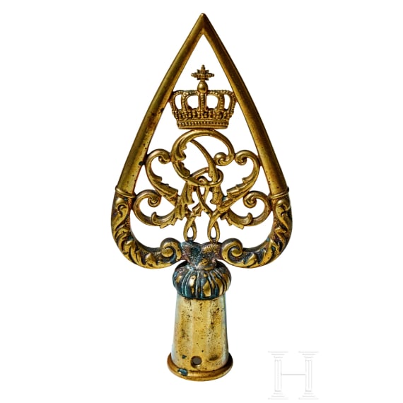 An Imperial German Prussian M 1871 Standarte pole top, streamer and oil cloth cover