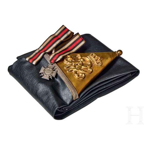 An Imperial German Prussian M 1871 Standarte pole top, streamer and oil cloth cover