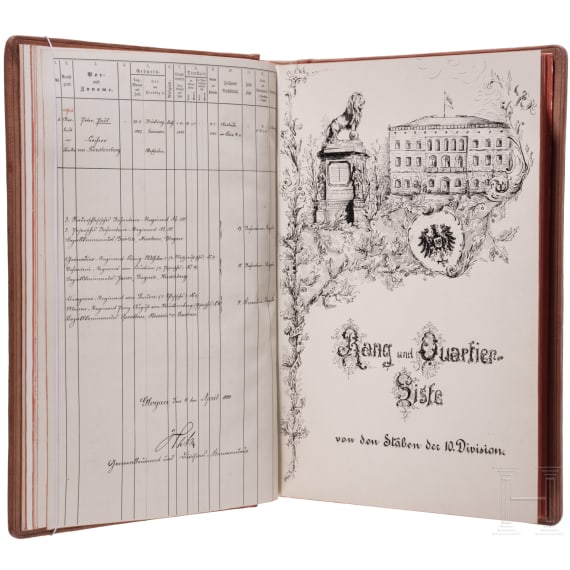 General der Infanterie August von Bomsdorff (1842 - 1912) - prunkvolles Abschiedsgeschenk des V. Armeekorps zum 4. April 1899