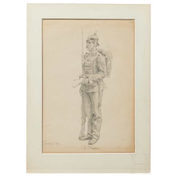 Emil H&uuml;nten (1827 - 1902) - Gardegrenadier beim Stiefelappell, 1892