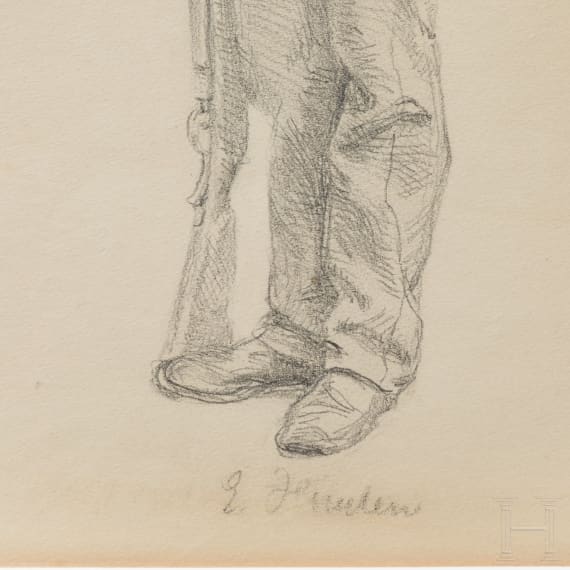 Emil H&uuml;nten (1827 - 1902) - Gardegrenadier beim Stiefelappell, 1892