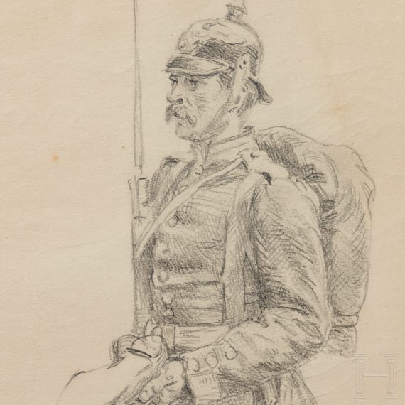 Emil H&uuml;nten (1827 - 1902) - Gardegrenadier beim Stiefelappell, 1892