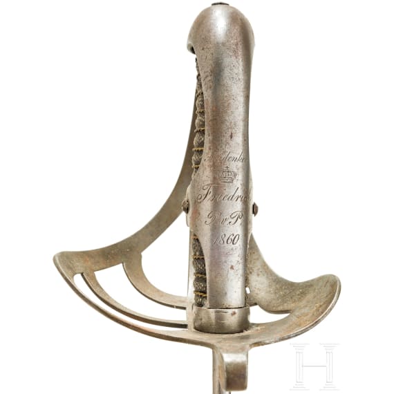 Korbs&auml;bel M 52 der Kavallerie mit Gravur, datiert 1860