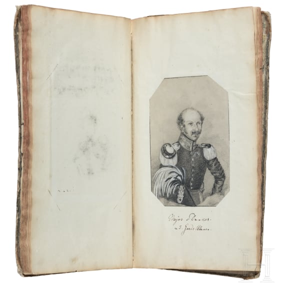 Album mit handgezeichneten Offiziersportraits, um 1830 - 1850