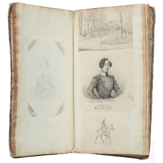 Album mit handgezeichneten Offiziersportraits, um 1830 - 1850