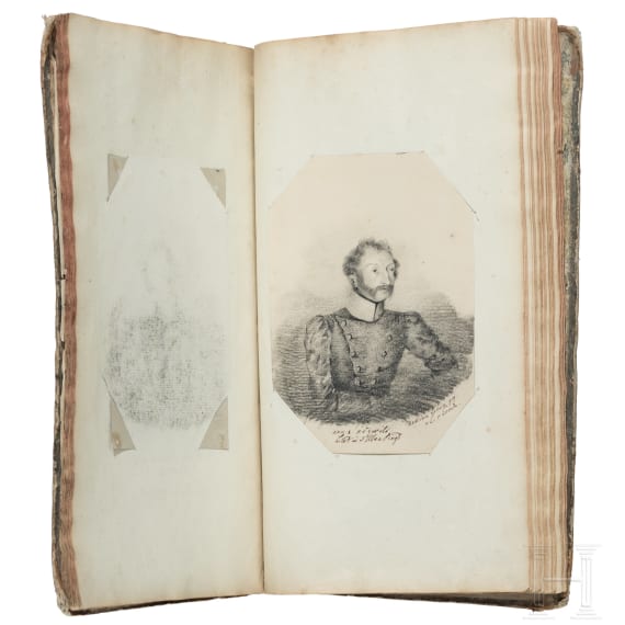 Album mit handgezeichneten Offiziersportraits, um 1830 - 1850