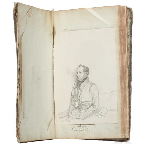 Album mit handgezeichneten Offiziersportraits, um 1830 - 1850