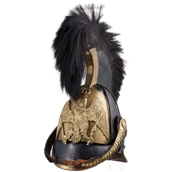 Helm M 1809 f&uuml;r Offiziere der Linien-K&uuml;rassiere, Trageweise um 1830