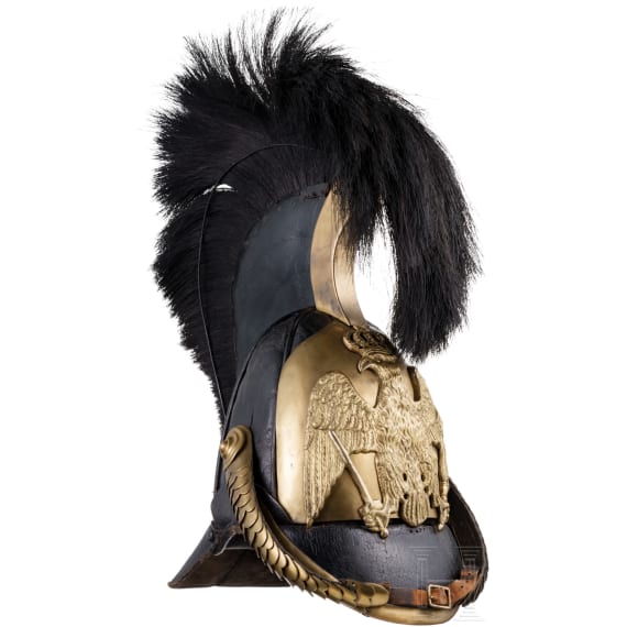 Helm M 1809 f&uuml;r Offiziere der Linien-K&uuml;rassiere, Trageweise um 1830
