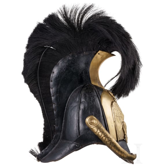 Helm M 1809 f&uuml;r Offiziere der Linien-K&uuml;rassiere, Trageweise um 1830