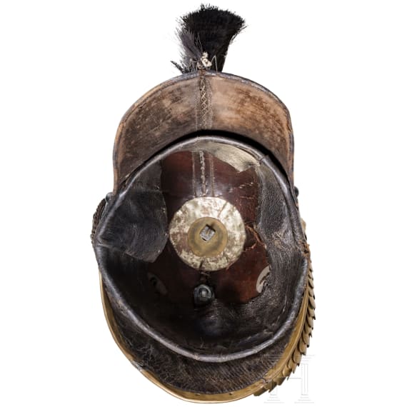 Helm M 1809 f&uuml;r Offiziere der Linien-K&uuml;rassiere, Trageweise um 1830