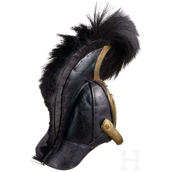 Helm M 1809 f&uuml;r Offiziere der Linien-K&uuml;rassiere, Trageweise um 1830