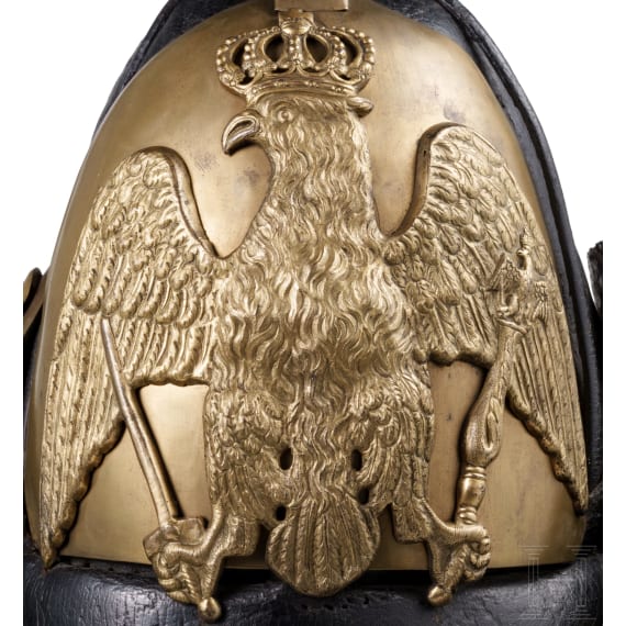 Helm M 1809 f&uuml;r Offiziere der Linien-K&uuml;rassiere, Trageweise um 1830