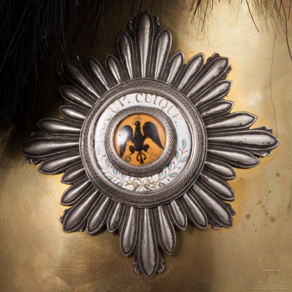 Helm M 1809 f&uuml;r Offiziere des Regiments Garde du Corps oder der Gardek&uuml;rassiere, Trageweise um 1830