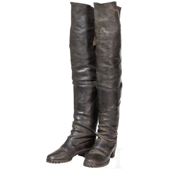 Ein Paar hohe Stiefel f&uuml;r Mannschaften der K&uuml;rassiere, Ende 19. Jhdt.