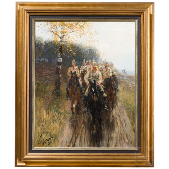 Theodor Rocholl (1854 - 1933) - Garde du Corps auf Vormarsch 1870/71, datiert 1911