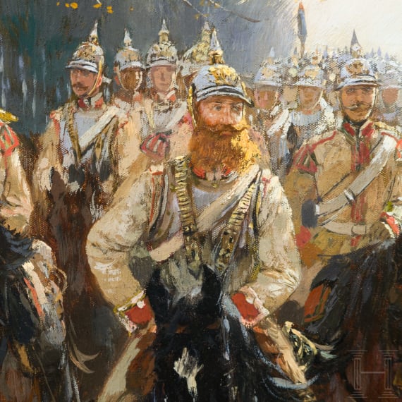 Theodor Rocholl (1854 - 1933) - Garde du Corps auf Vormarsch 1870/71, datiert 1911