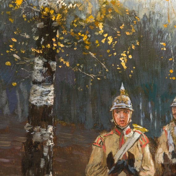 Theodor Rocholl (1854 - 1933) - Garde du Corps auf Vormarsch 1870/71, datiert 1911