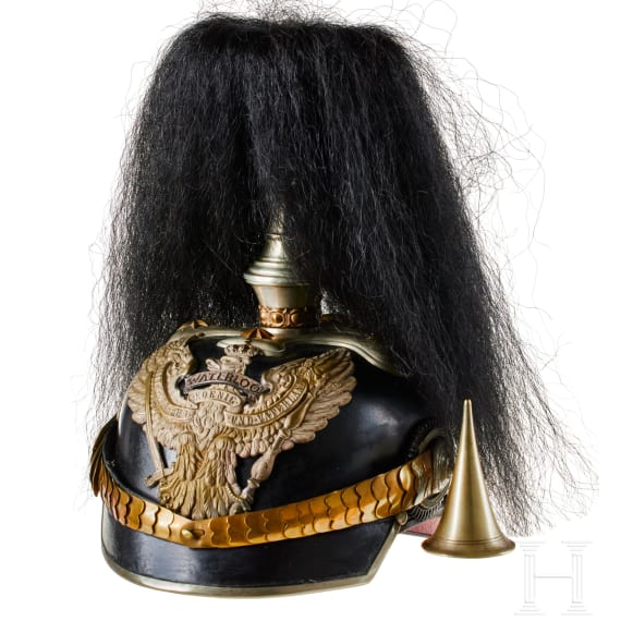 Helm f&uuml;r Offiziere des Dragoner-Regiments Nr. 16, mit Haarbusch