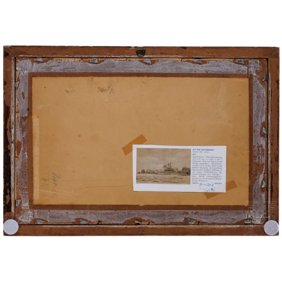 Carl Saltzmann (1847 - 1923) - aquarellierte Bleistiftzeichnung mit Ansicht von Kiel, 1882