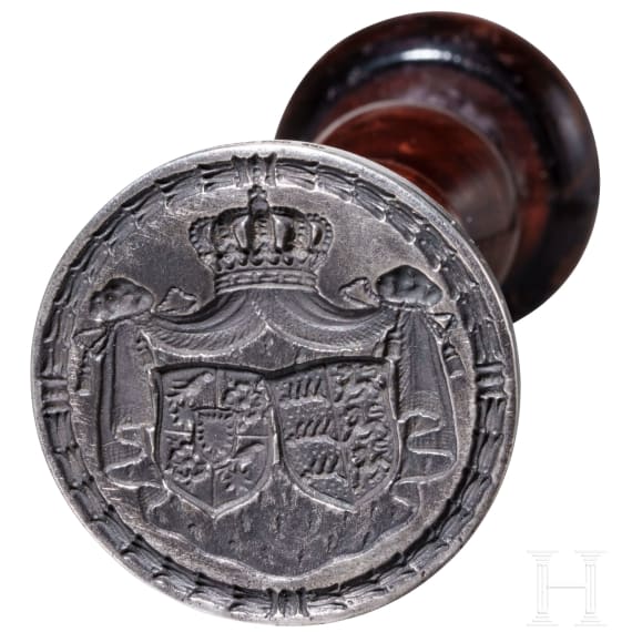 K&ouml;nig Wilhelm II. von W&uuml;rttemberg (1848 - 1921) - Petschaft mit Allianzwappen, ab 1886