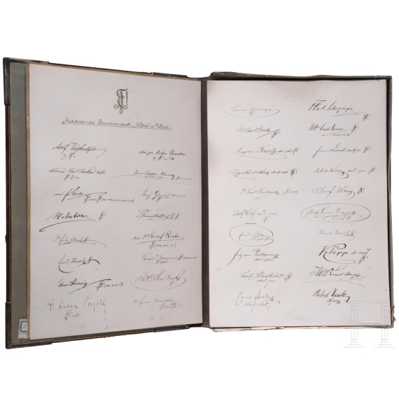 Otto F&uuml;rst von Bismarck (1815 - 1898) - Gl&uuml;ckwunsch der "treu ergebenen conservativen Burschenschaften an den &ouml;sterreichischen Hochschulen" zu seinem 70. Geburtstag 1885