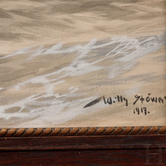 Willy St&ouml;wer (1864 - 1931) - Eroberung der Baltischen Inseln, datiert 1917, sowie Schlachtschiffszene von Frank Mason