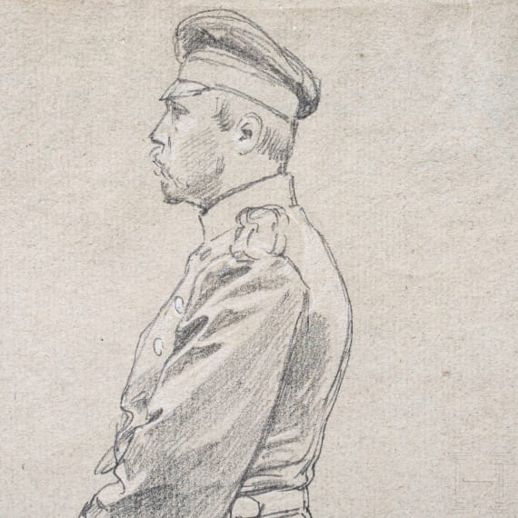 Anton von Werner (1843 - 1915) - drei Offiziere 1870/71, Bleistiftzeichnung