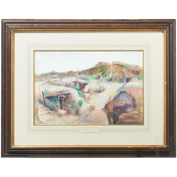 Georg Wolf (1882 - 1962) - "Beobachtungsposten bei den Bunkern in der Kiesgrube bei Chevreux", 1915